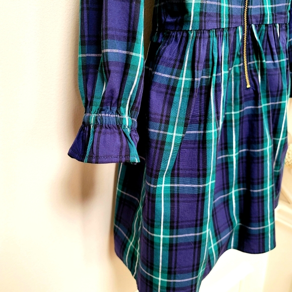 J Crew Girls' Smocked Black Watch Plaid Dress